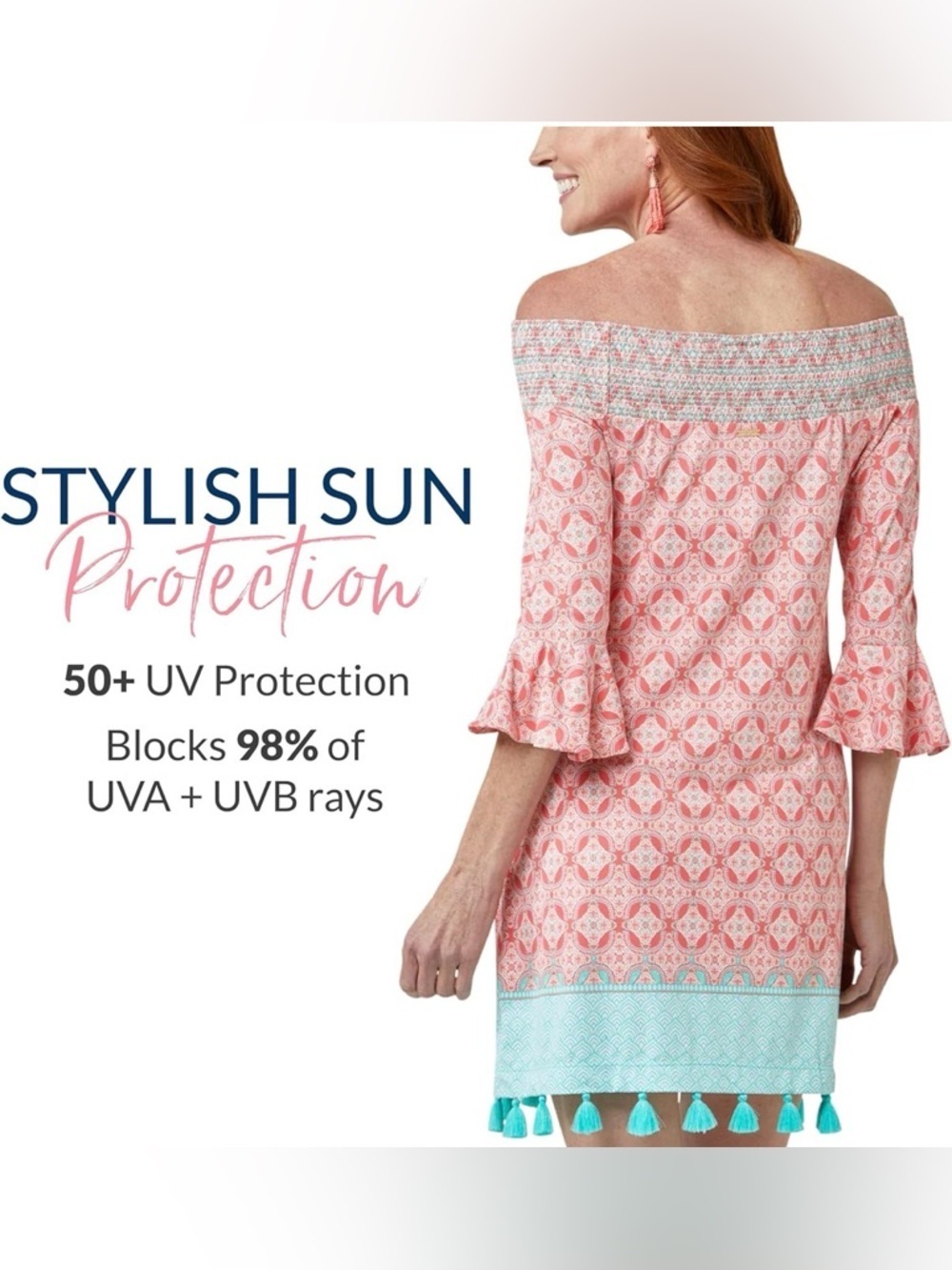 Cabana Life Coral Tides Off-The-Shoulder Women’s Sundress - Picture 7 of 7
